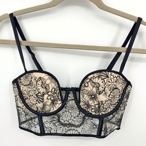 Victoria's Secret Black and Cream Lace Bra